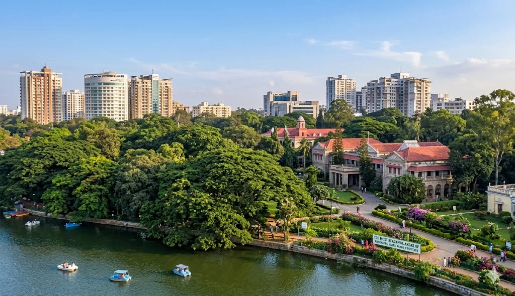 Architectural visualization of Godrej Bannerghatta towers surrounded by a 6-acre private dense forest and resort-style amenities in South Bangalore.